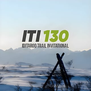 ITI 130 Iditarod Trail Invitational logo over a snowy Alaskan landscape.