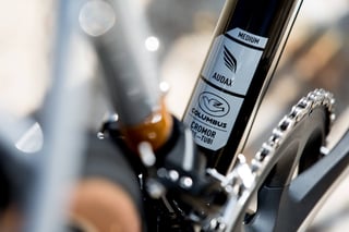 Columbus Cromor tubing decal on the Bombtrack Audax seat tube, marked Medium and Audax.