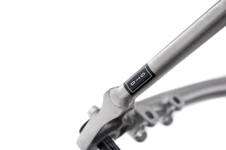 GTD decal on the seat stay above the dropout of the Kinesis titanium frame.