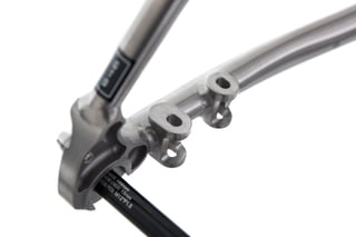 Mudguard and rack mounts on the Kinesis GTD chainstay and dropout, with a 12mm thru axle.