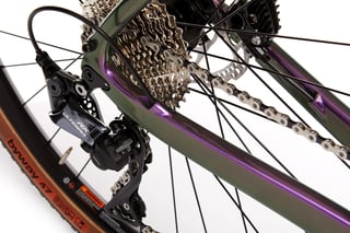 Shimano Ultegra RX rear derailleur and cassette on a Kona Libre, beside a WTB Byway 47 tyre.
