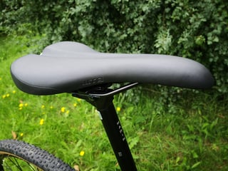 WTB Volt Sport saddle on a black Marin seatpost, side view.