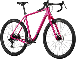 Pink Salsa Cutthroat Apex 1 with SRAM 1x drivetrain and Teravail Sparwood tyres, front three-quarter view.
