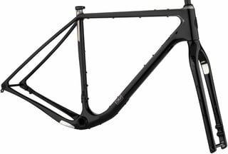 Salsa Cutthroat carbon frameset in black with matching fork, shown on white.