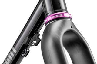 Purple Hope headset and 3D printed cable guide on the downtube of the Fairlight Secan.