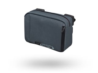 PRO Discover handlebar bag in grey-blue, three-quarter view on a white background.