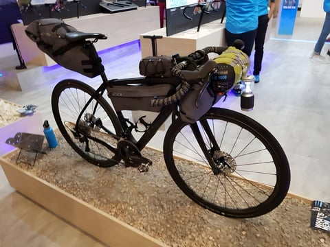 Trek Checkpoint fitted with the PRO Discover bikepacking bags on the Shimano stand at Eurobike.