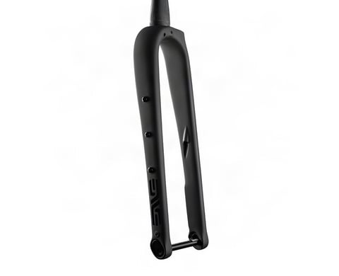 ENVE Adventure Fork in matt black carbon on white, with three-pack mounts on the leg and axle.
