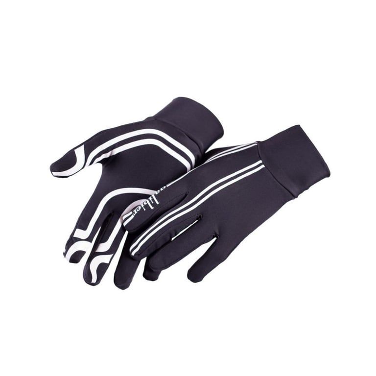 Galibier Roubaix Vision gloves in black with white stripes, product shot on a white background.