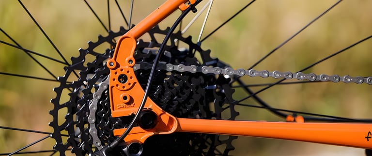 Surly ECR rear dropout, chain and 12-speed cassette, part of the 2019 move to a 1x NX Eagle drivetrain.