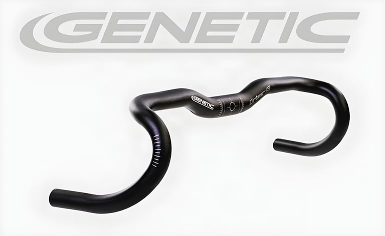 Black Genetic Driser 16 handlebar on a white background, showing the raised tops and flared drops.