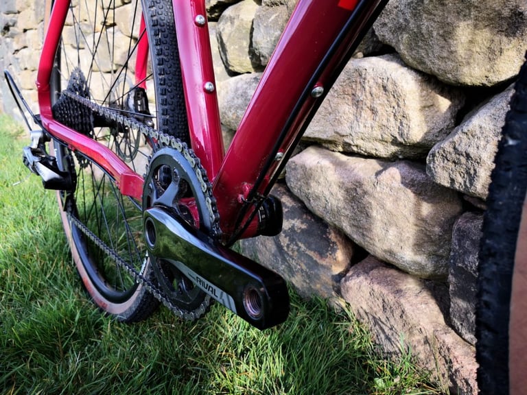 SRAM Rival 1 crankset and single chainring on the Sonder Camino AL, with chain and rear mech beyond.
