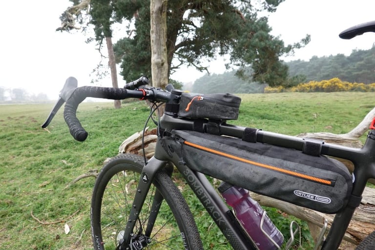 Ortlieb Toptube Framepack and Cockpit Pack with orange zips on the Bombtrack Hook EXT-C.