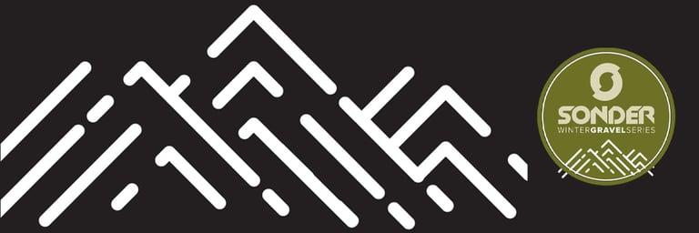 Sonder Winter Gravel Series logo badge beside a white mountain-line graphic on a black banner.