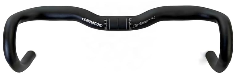 Genetic Driser 4 drop-riser handlebar in black, front view, with a 4 degree flare in the drops.