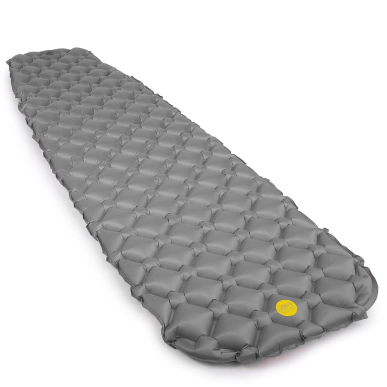 ALPKIT Cloudbase inflatable sleeping mat in grey, shown from above on a white background.