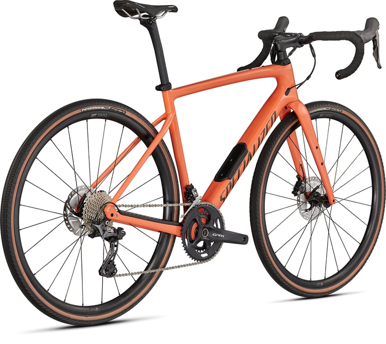 2020 Specialized Diverge carbon gravel bike in orange with Shimano GRX cranks and Pathfinder Pro tyres.
