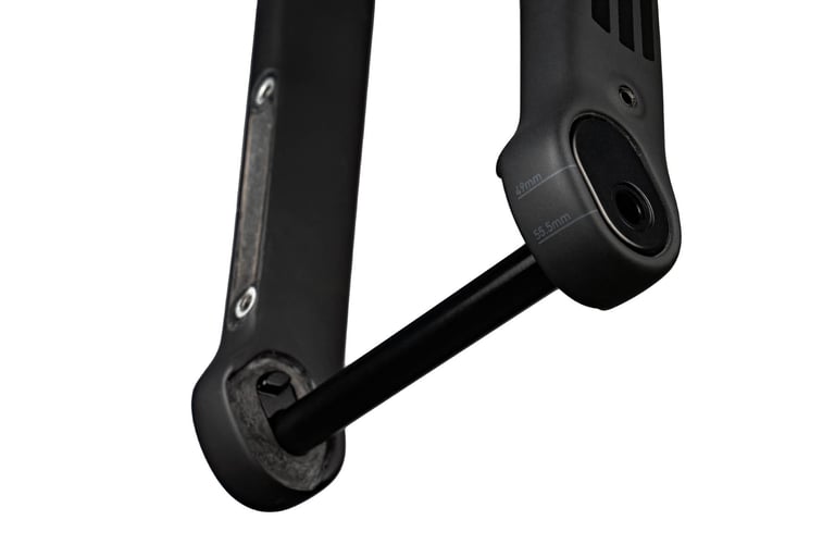 ENVE Adventure Fork dropout with flip-chip, marked 49mm and 55.5mm for the two rake settings.