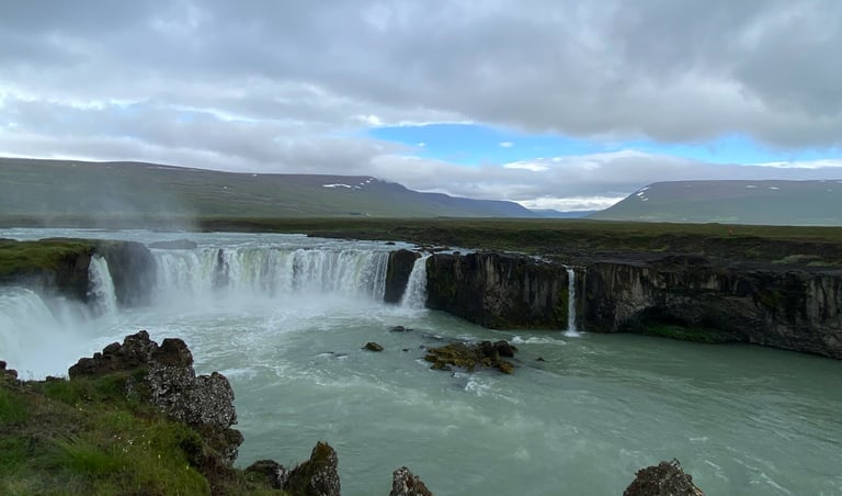 Godafoss waterfall in northern Iceland, the first planned stop on day one of the Iceland Divide.
