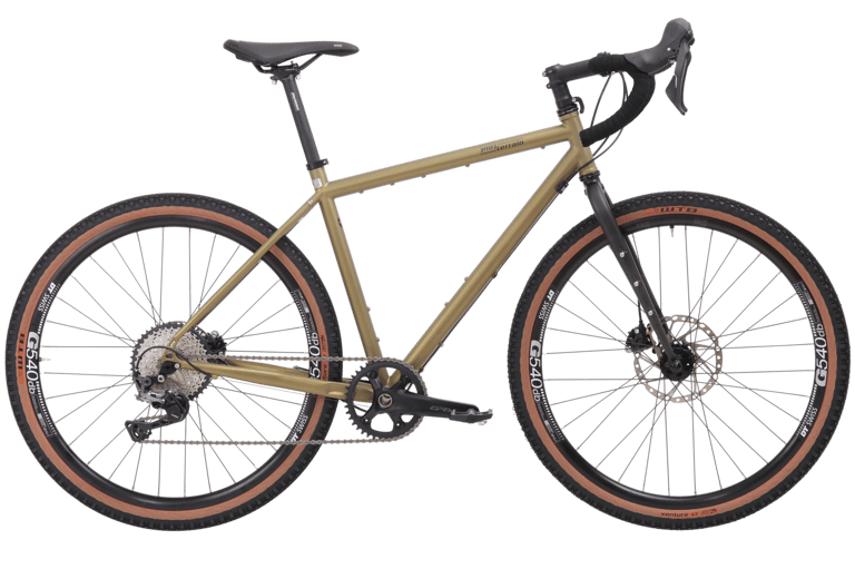 Tout Terrain Vasco Select 21.2 with Shimano GRX 1X drivetrain and steel Expedition fork, side view.