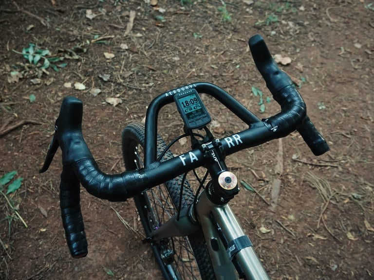 FARR AEROGRVL flared handlebars with a bike computer and SRAM Force levers on the Planet X Tempest.