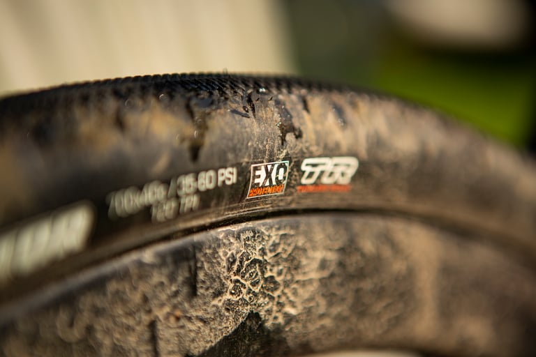 Muddy Maxxis Receptor 700 x 40c tyre, with EXO protection and TR labels on the sidewall.