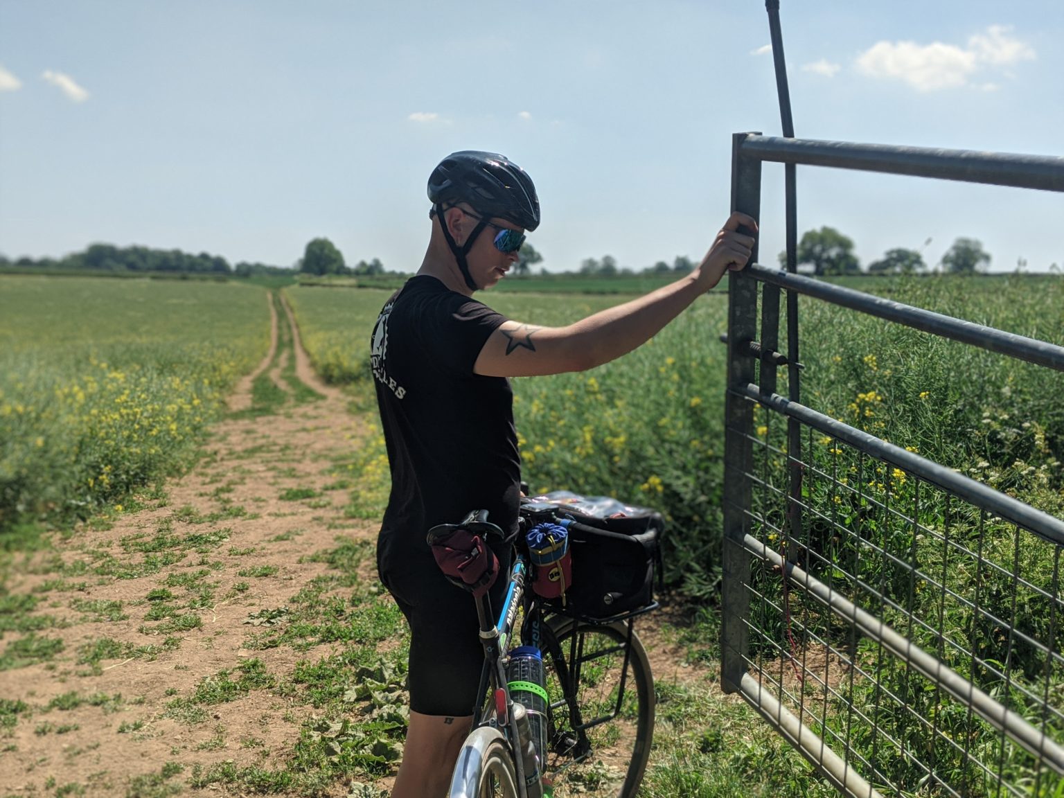 John opening a bridleway gate